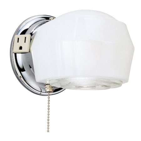 Westinghouse One-Light Indoor Wall Fixture with Outlet Chrm Wht and Crystl Gls 6640200
